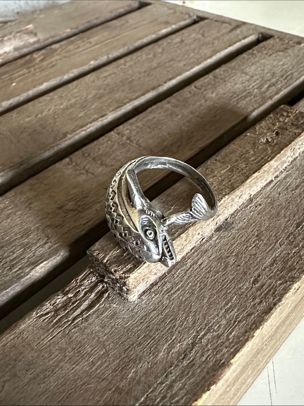 925 sterling silver great shape dolphin flipper wrap bypass solid stamped ring